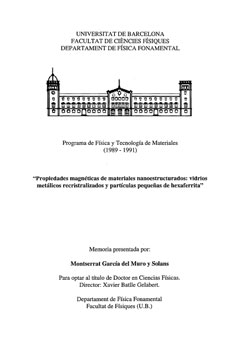 Portada de Propiedades magneticas de materiales nanoestructurados